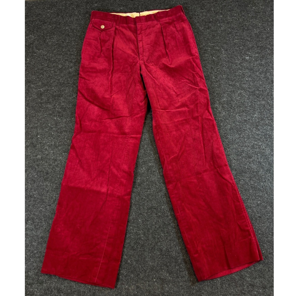 VTG 80s Polo Ralph Lauren Corduroy Pants Mens 31x30 Red Talon Zip Pleated Preppy